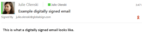 Example digitally signed email