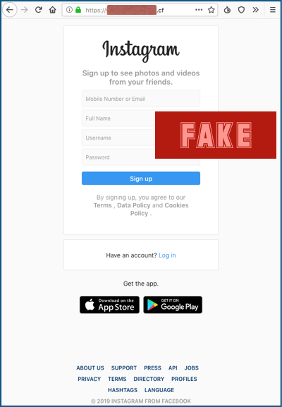 Instagram Fake Webseite