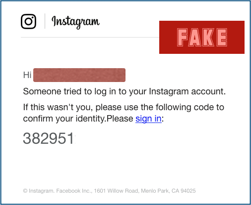 Instagram Phishing-Mail