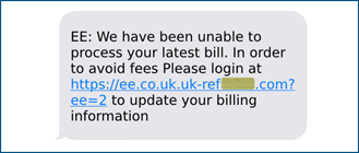 Ein typisches Beispiel einer Phishing-SMS