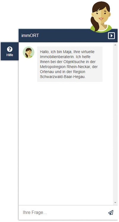 Ein Chatbot auf einem Immobilienportal beantwortet Nutzerfragen.