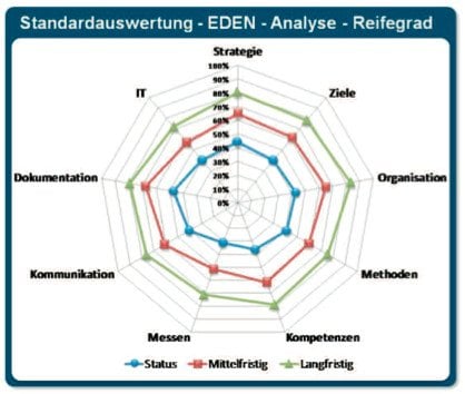 Standardauswertung einer Reifegradanalyse.