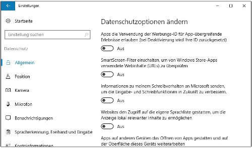 Windows Datenschutz