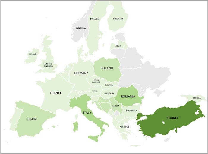 Sorebrect Infektionen in Europa