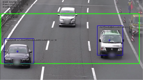 Ein Einzelbild aus dem Video mit der parallelen Erkennung eines Audi A4 Avant und eines ‚Lieferwagens’.