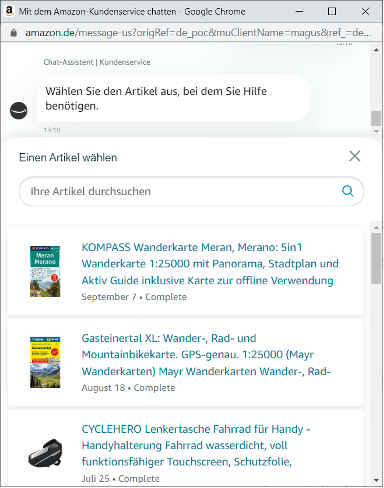 USU Chatbot Kommunikation Amazon