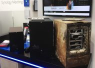 Hingucker auf der CeBIT 2017: Dieses Iosafe-NAS-System ist nach einem Feuer zwar völlig zerstört – die Daten konnten jedoch vollständig gerettet werden (Bild: MediaCom IT-Distribution)