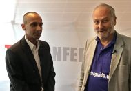 TIM Conference 2017: Der Kollege Engelbert Hörmannsdorfer mit Bijan Taleghani (li.) von TIM im Video-Interview (Bild: speicherguide.de)