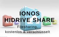 IONOS HiDrive Share ist ein kostenloser Filesharing-Dienst zum Hoch- & Herunterladen großer Dateien, verschlüsselt und DSGVO-konform (Bild via Canva Pro).