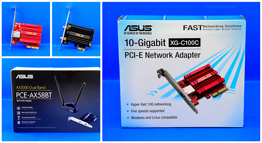 Die rote Ethernet-Karte Asus PCE-AX58BT verspricht 10 Gbit am LAN-Kabelnetzwerk (Bild: Harald Karcher).