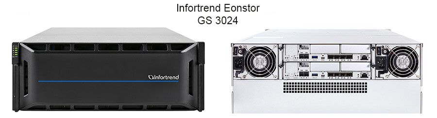 Infortrend Eonstor GS 3024: Die 3000er-Serie bietet mit SAS, FC, Ethernet (10/40GbE), FC-over-Ethernet und Infiniband nahezu jede Anbindungsmöglichkeit an.