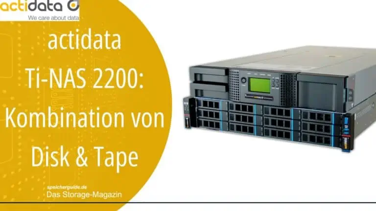 Actidata Ti-NAS 2219 – Backup-Server mit 216 TByte Bruttokapazität und angeschlossener 24 Slot LTO-Tape-Library mit LTO-9-Laufwerken (Bild: actidata).
