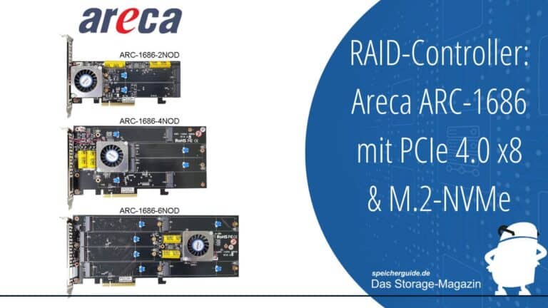 Areca erweitert seine RAID-Controller für den Einstiegsbereich: Die ARC-1686-Serie unterstützt PCIe 4.0 mit acht Lanes sowie zwei bis sechs NVMe-M.2-SSDs.