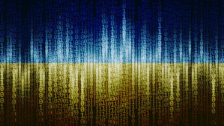 Ukraine Flagge aus Code