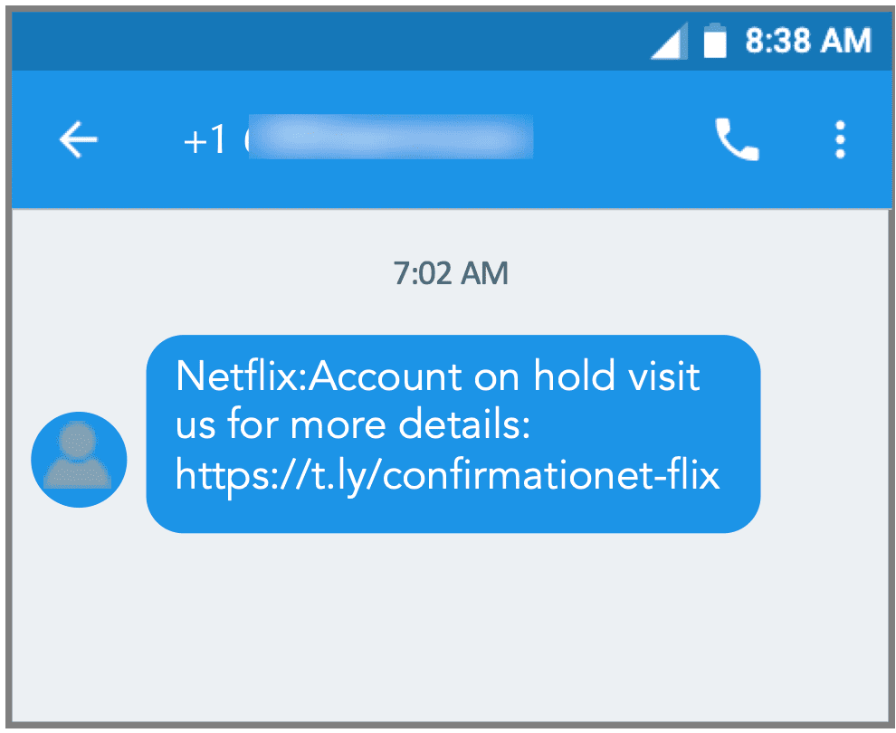 Typische SMS, die Netflix-Nutzer in die Falle locken soll