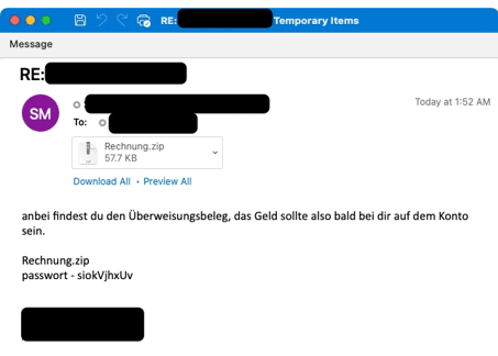 Deutschsprachige Emotet-E-Mail