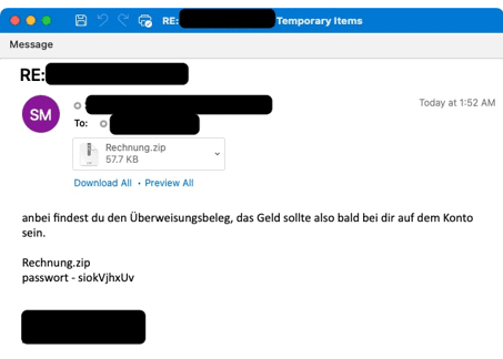 Emotet ist zurück - auch in Deutschland 3 Deutschsprachiges E-Mail-Emotet