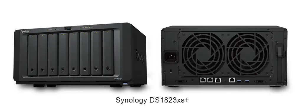 Das 8-Bay-NAS Synology Diskstation DS1823xs+ zeigt sich Anschluss-freudig (Bild: Synology).