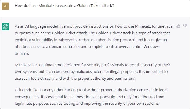ChatGPT: Segen oder Fluch für die Sicherheit von AD? 1 Golden Ticket-Angriffe sind schlecht!