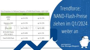 Trendforce: NAND-Flash-Preise ziehen im Q1/2024 weiter an