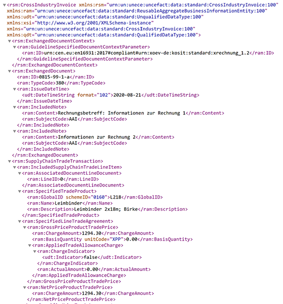 E-Rechnung: Was bei der Software zu beachten ist 4 Ein strukturierter XML-Datensatz ist für ungeübte Augen kaum lesbar. Quelle: Amagno.