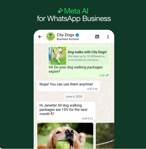 So verwenden Sie WhatsApp als KI-gestützte Kundenschnittstelle 1 Screenshot 2024 09 30 at 10 38 29 New AI Tools Meta Verified and More for Businesses on WhatsApp Meta