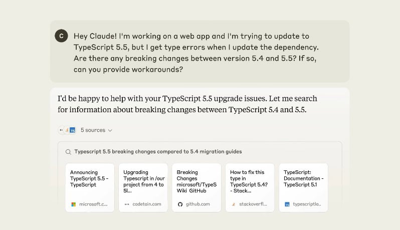 Claude 3.7 Sonnet can now search the Internet 1 Claude AI Websearch