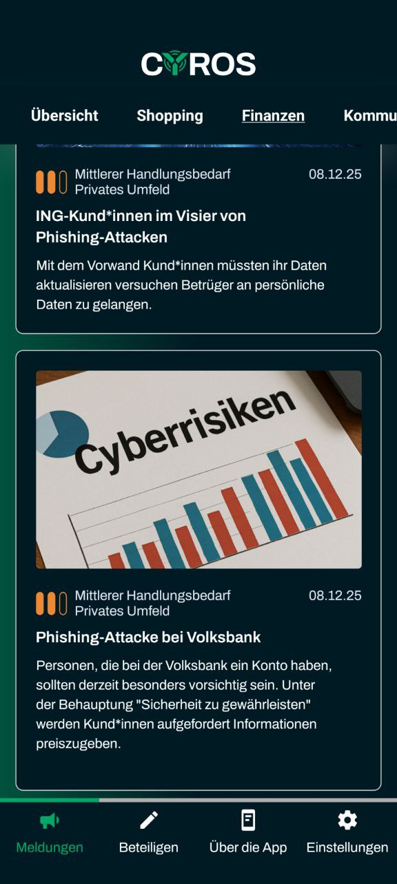CYROS: Diese neue App warnt vor Cyberangriffen 1 Cyros Warn App