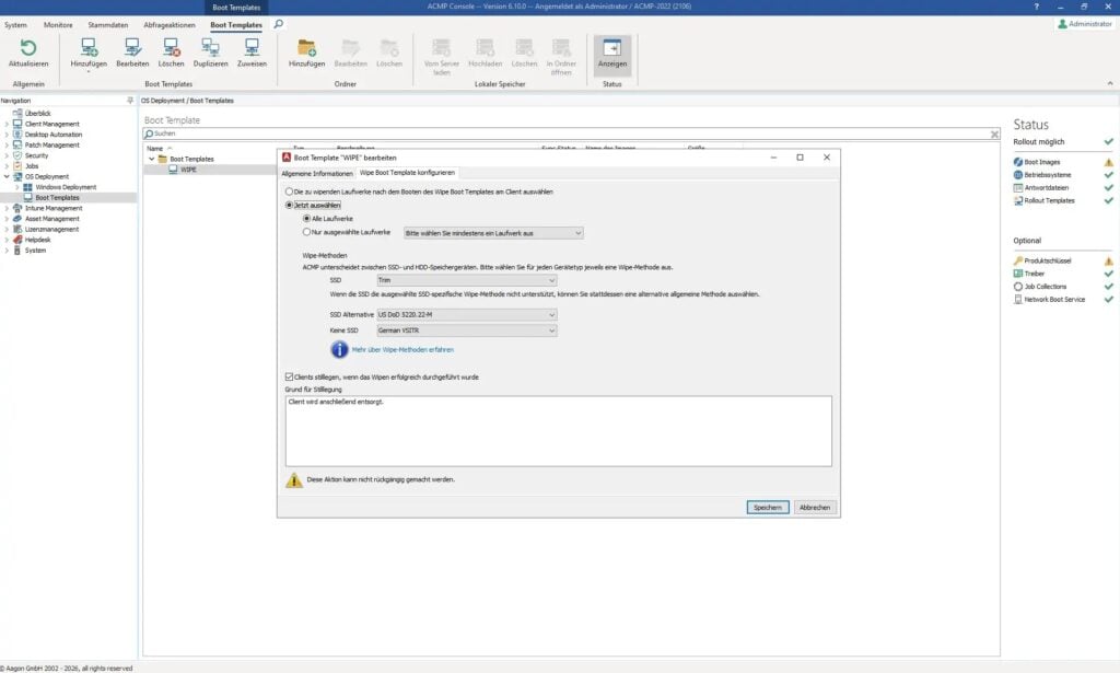 ACMP 6.10: Mehr Kontrolle für Updates und Compliance im IT-Betrieb 1 Bild: Aagon erweitert seine UEM-Lösung um automatisierte Datenlöschung, intelligentes Update Management und selektiven Intune-Import (Bildquelle: Aagon)